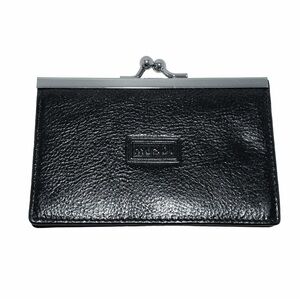 Mundi Black Genuine Leather Small Snap Clasp Closure Wallet Purse
